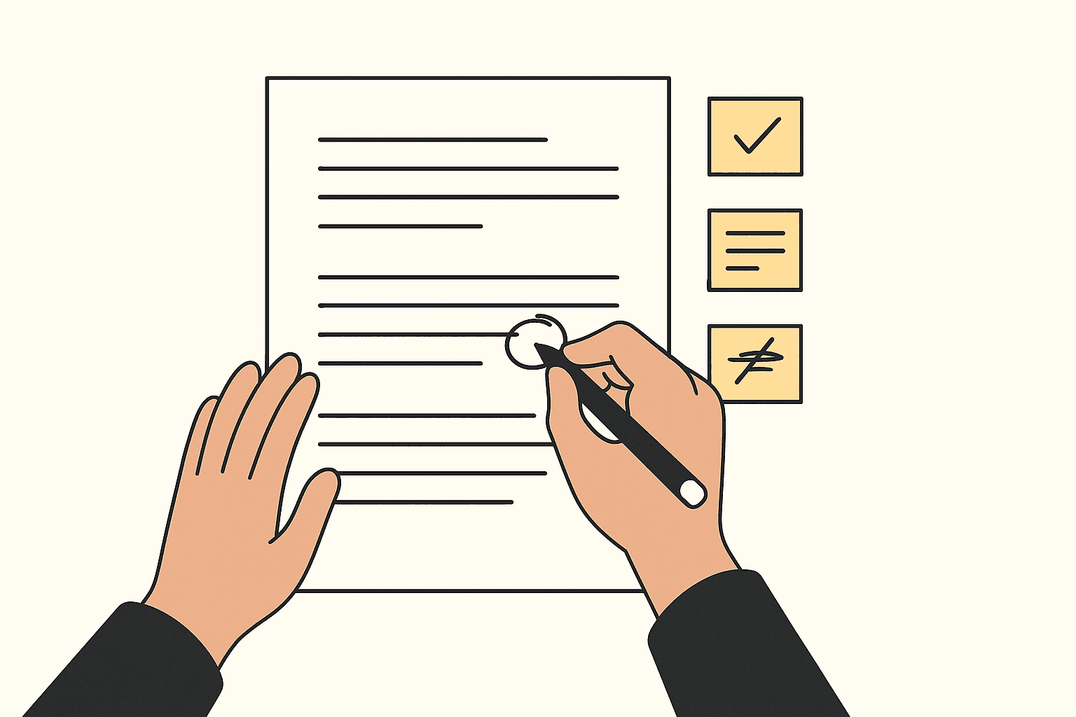 Illustration of a manuscript with feedback