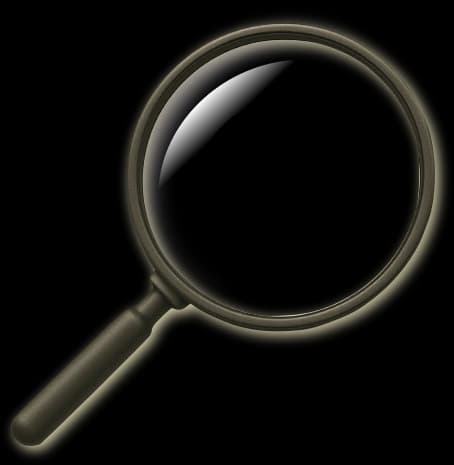 A magnifying glass inspecting the manuscript