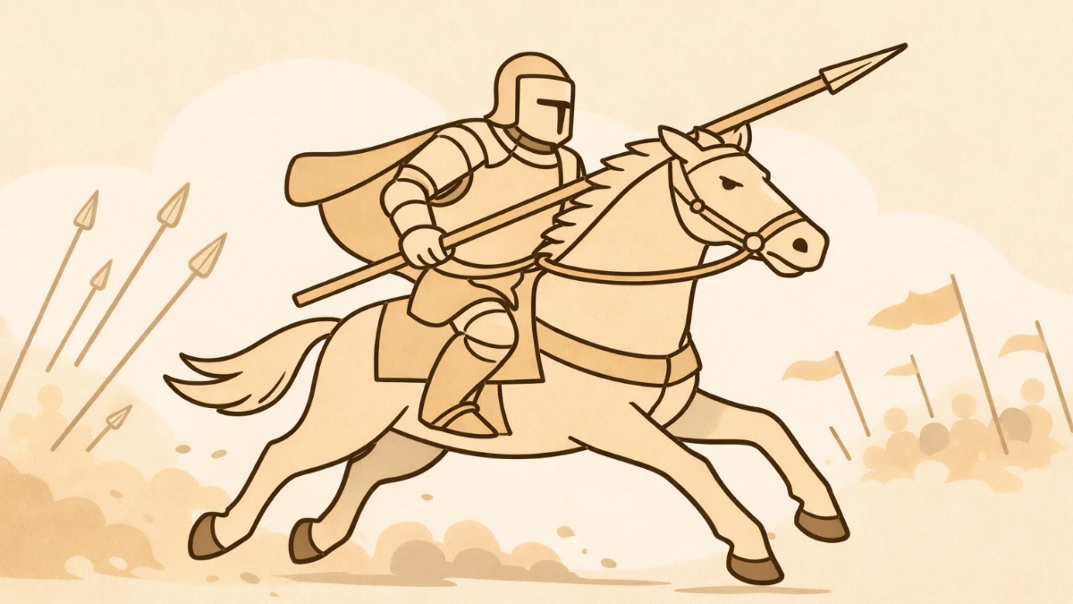Example of a dynamic action scene - a knight on horseback charging into battle