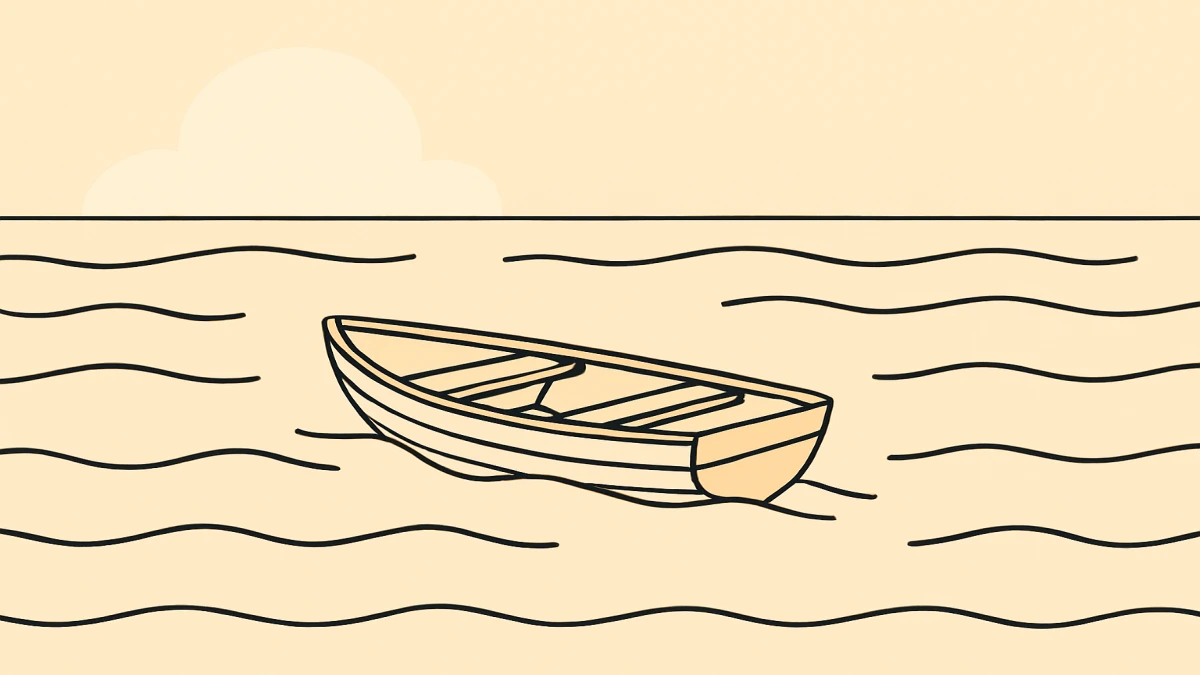 A rowboat drifting in the ocean