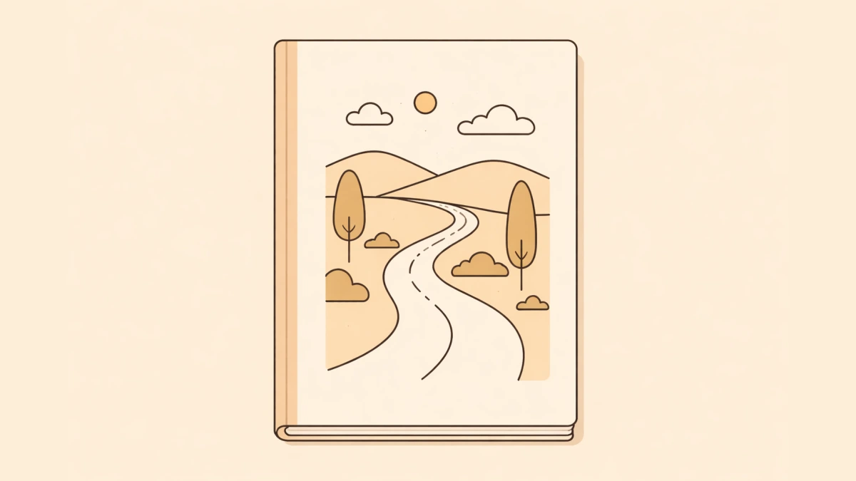 A book with an image of a road on the cover