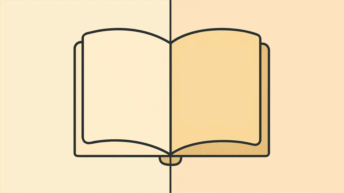 An open book split down the middle