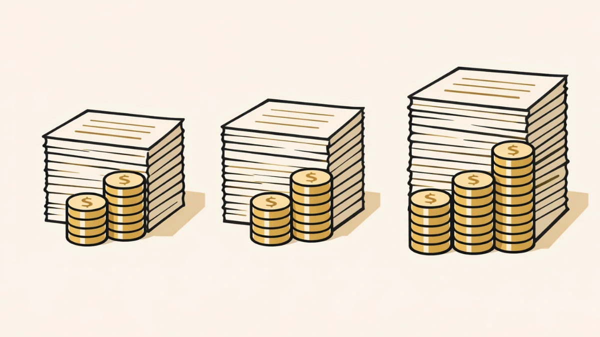 Stacked manuscripts with coins in front