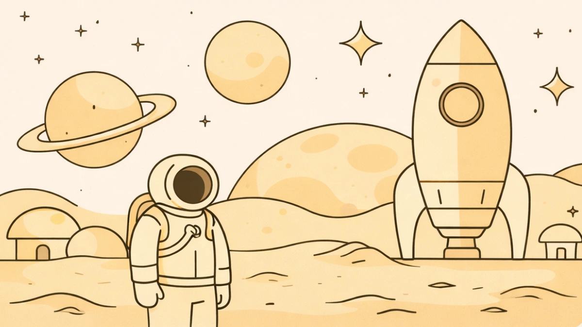 An astronaut and a spaceship