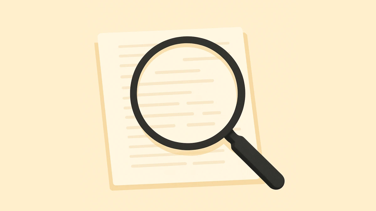 Magnifying glass searching over a manuscript