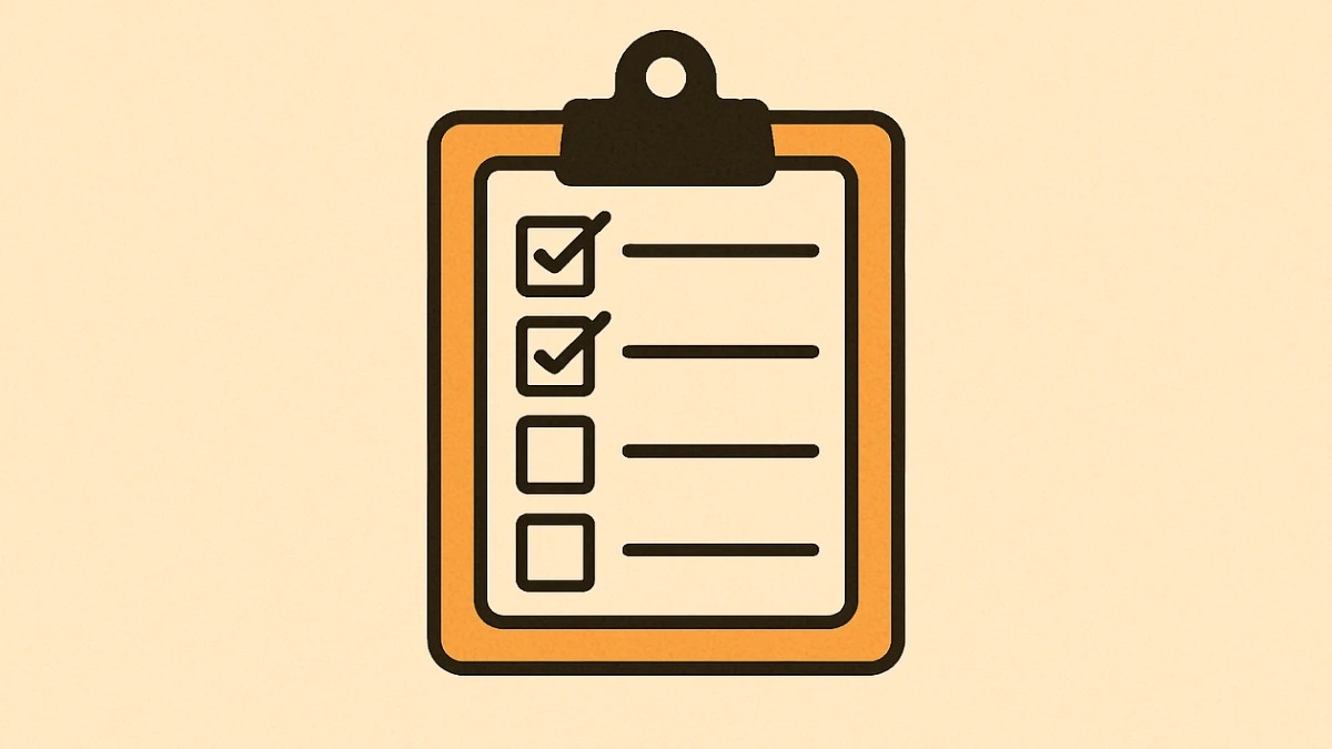 A clipboard and unfinished checklist