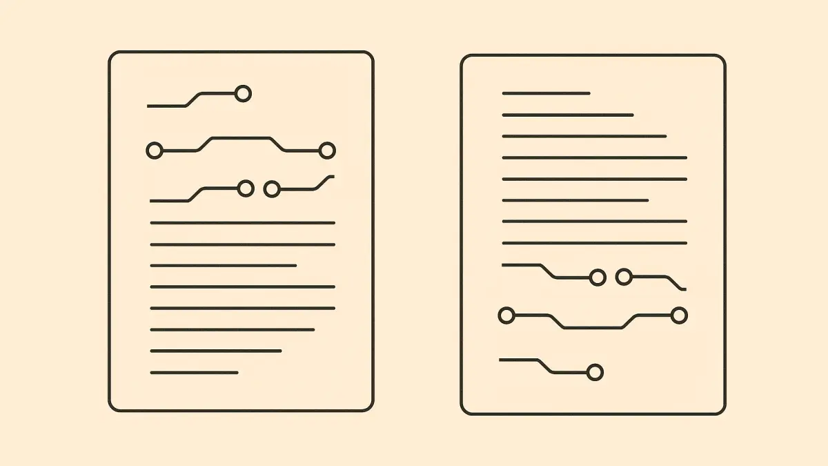 Two manuscripts with text and circuits