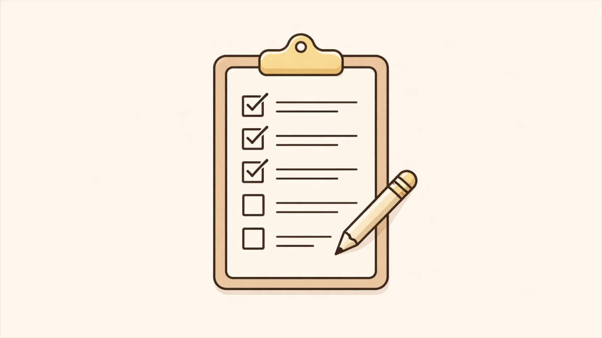 Checklist on clipboard with pencil, symbolizing manuscript readiness assessment