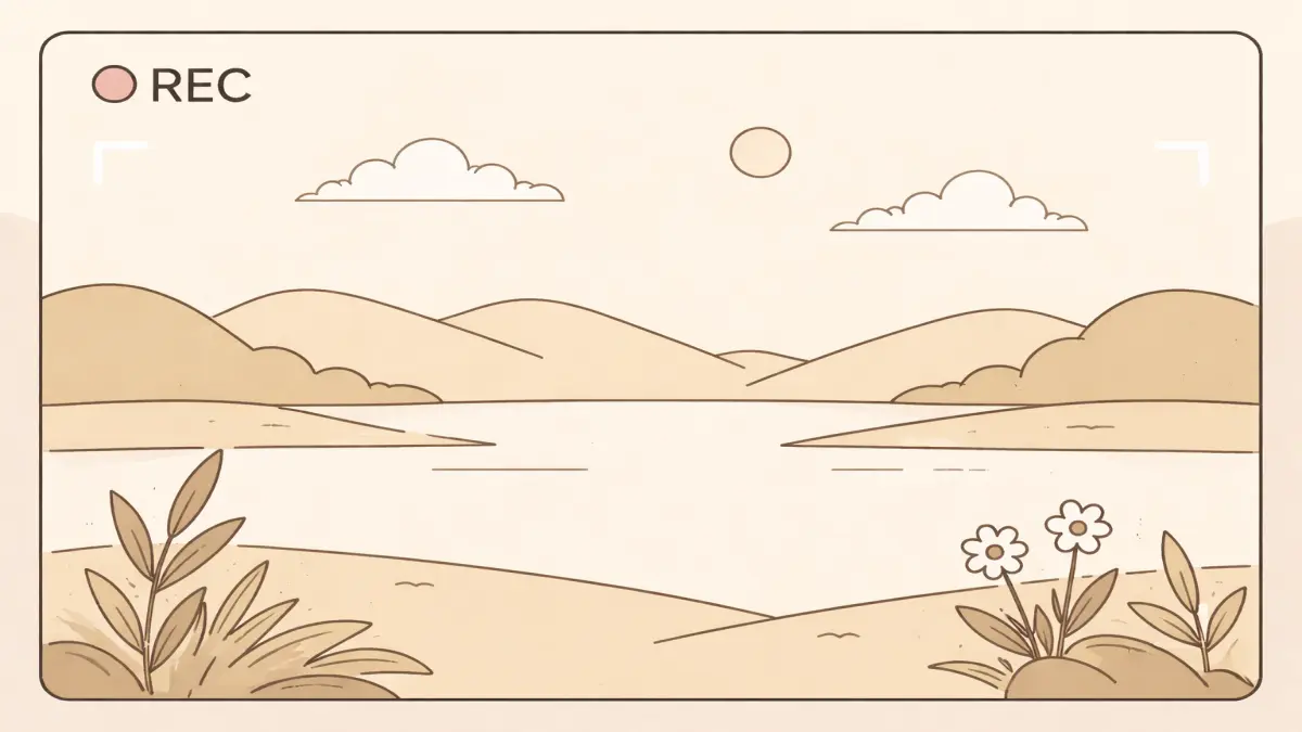 A landscape setting seen through a camera lens