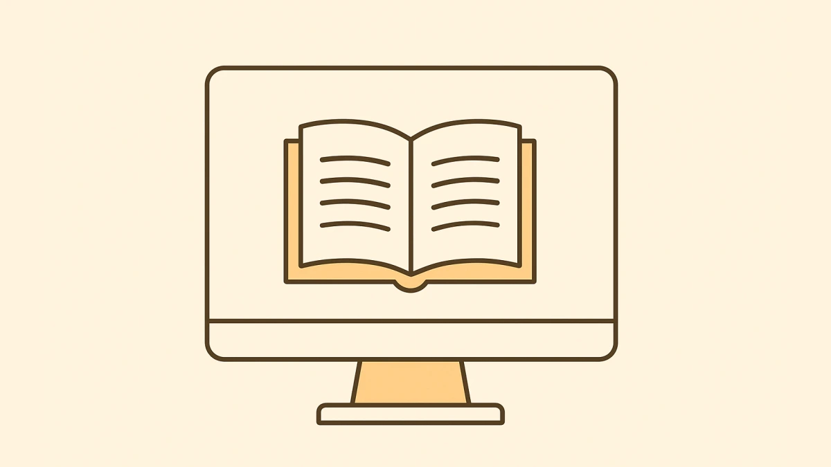 A computer screen with an open book being analyzed