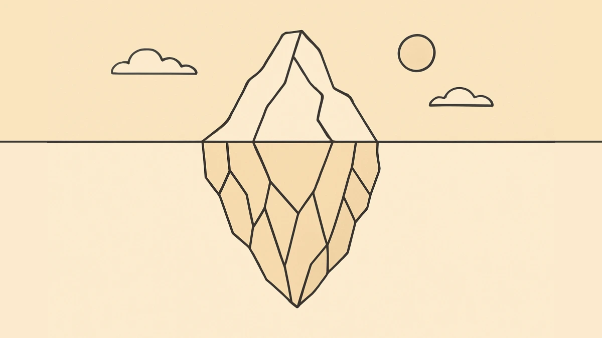 An iceberge, signifying the power of what's below the surface